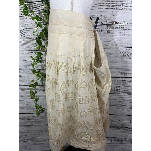 Nygard Skirt Plus 24 Ivory Gold Eyelet Knee Wedding Cocktail Church Modest Slim - Picture 11 of 14